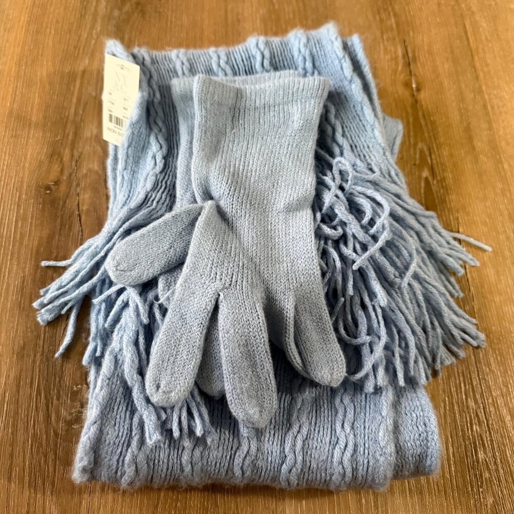 New York and Co. Blue Scarf and Glove Set